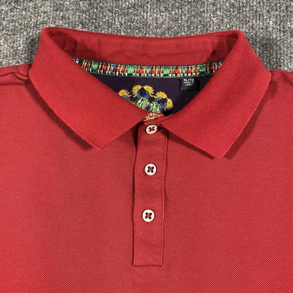 Robert Graham Knit Pima Cotton Polo Shirt Mens XL Embroidered Floral Design